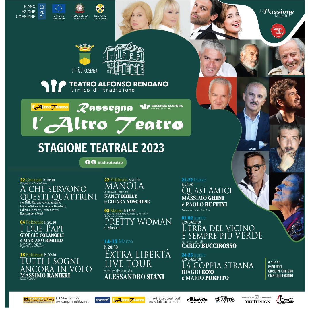 Rassegna l'Altro Teatro Stagione Teatrale 2023 Teatro Rendano